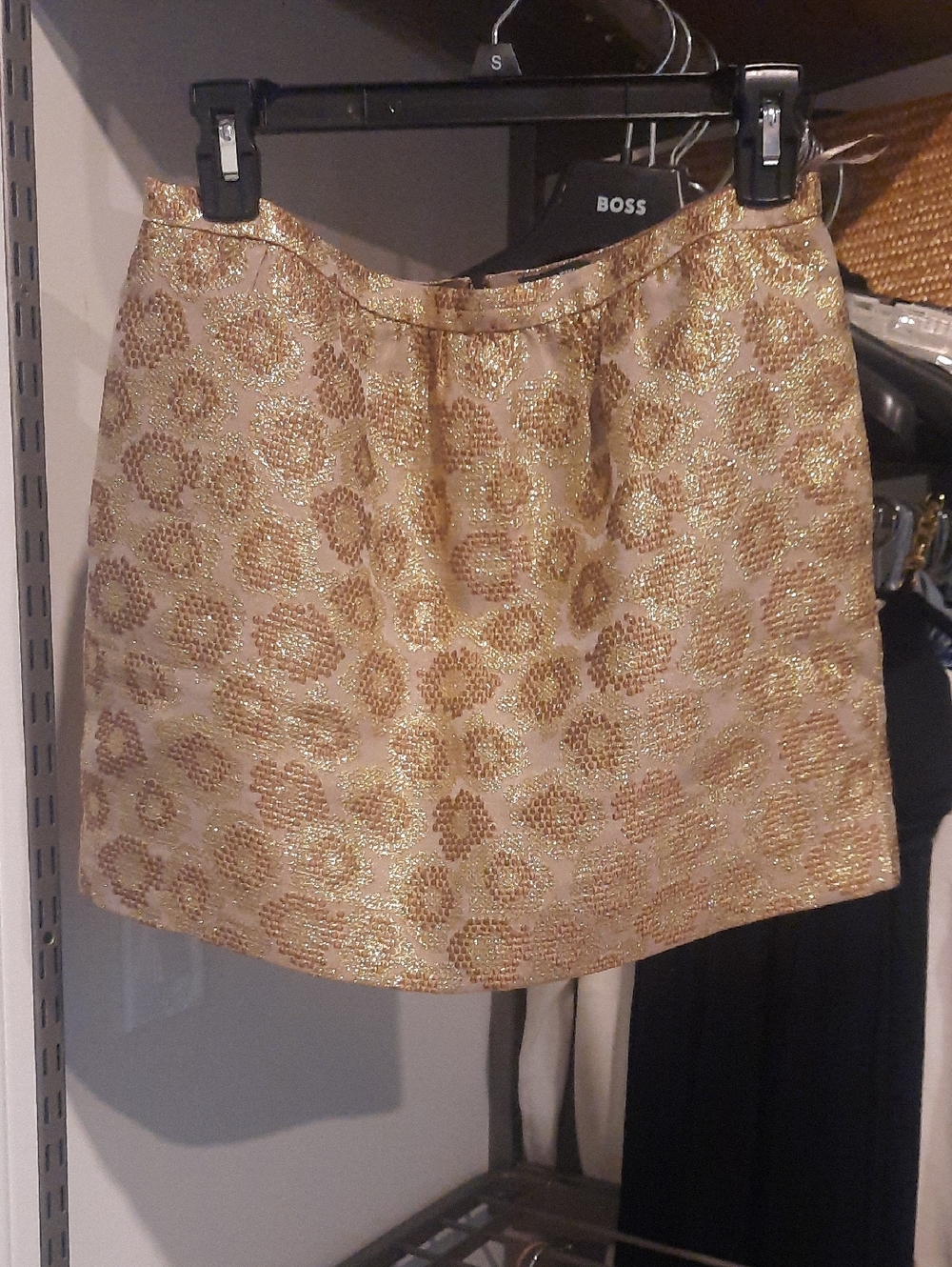 JCrew Gold Brocade Leopard-Print Mini Skirt